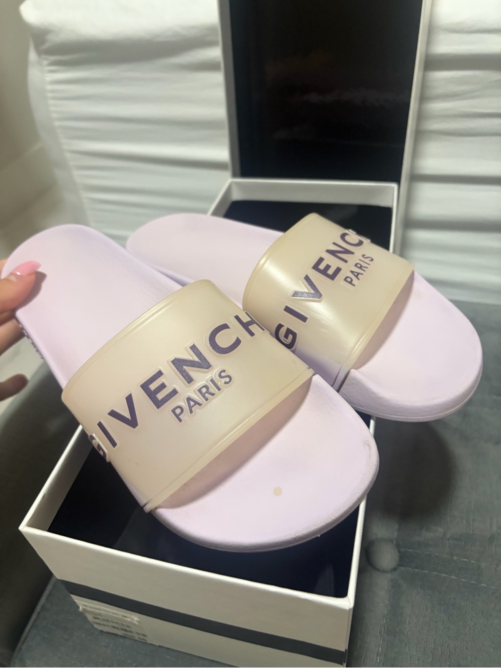 Givenchy Lilac Slide Sandals with Beige Translucent Strap - Picture 2 of 3